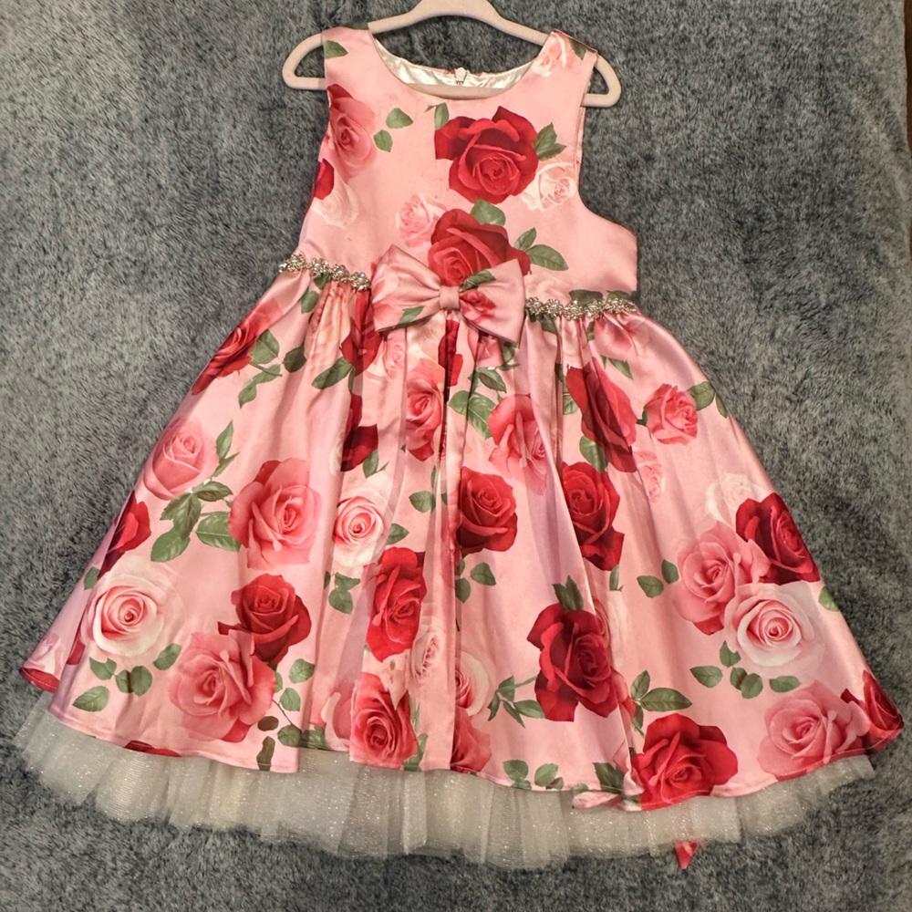 Elegant Pink Rose Kids Formal Dress